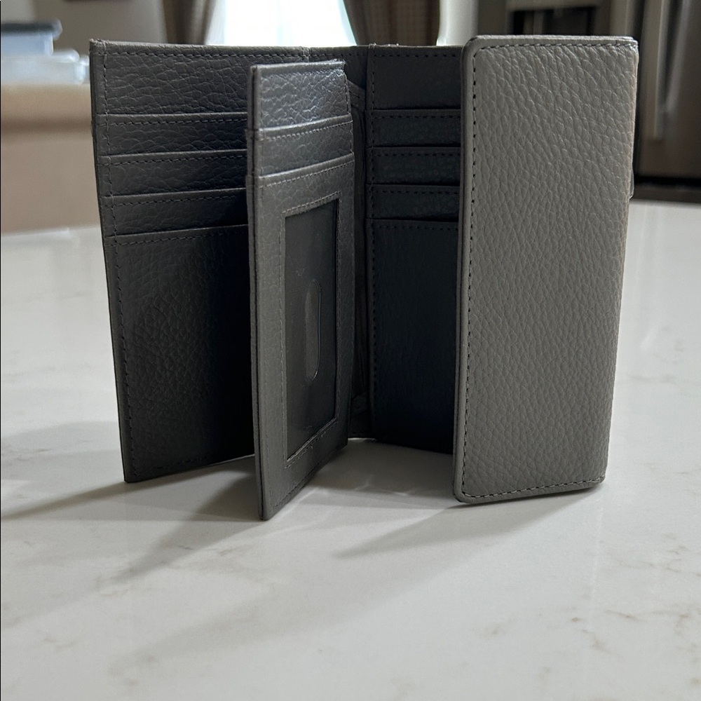 Gray Leather compact Wallet